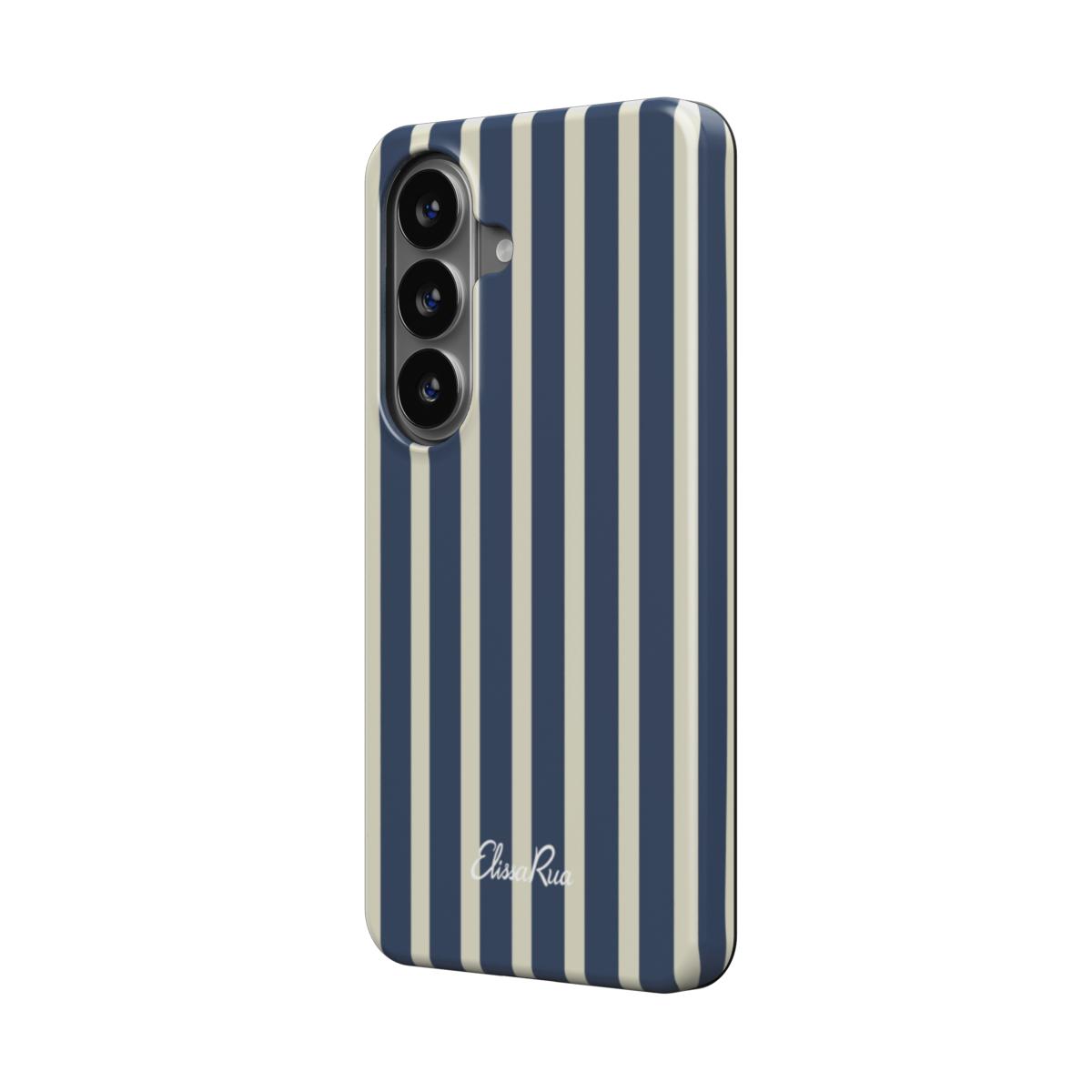 Elissa Rua Navy and Cream Stripe Magnetic Tough Phone Case - side view