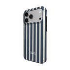 Elissa Rua Navy and Cream Stripe MagSafe Tough Phone Case - side view