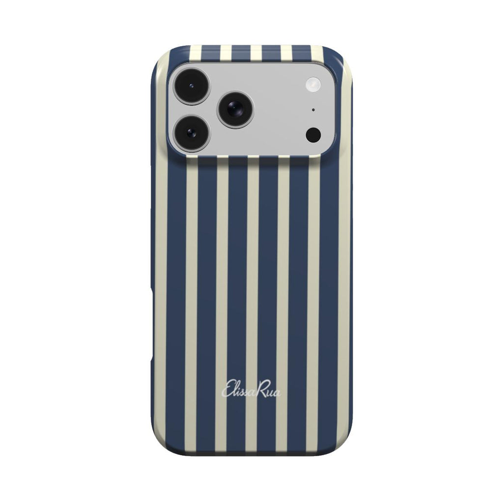 Elissa Rua Navy and Cream Stripe Tough Phone Case - front view