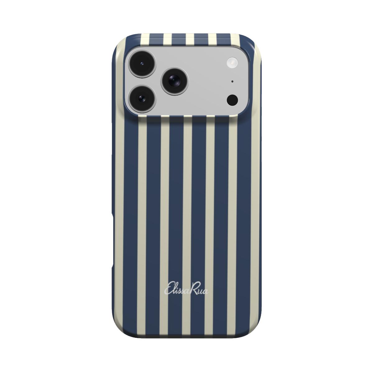 Elissa Rua Navy and Cream Stripe Tough Phone Case - front view