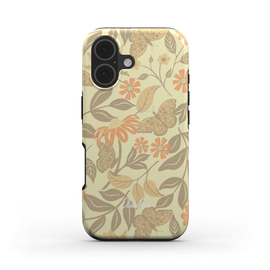 Magsafe tough phone case with floral and butterfly design