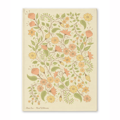 Botanical floral tea towel from the Floral Wilderness collection, featuring detailed artistic flower illustrations.