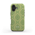 Green Boho Geometric Tough Phone Case with modern diamond pattern