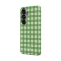 Green Gingham magnetic tough phone case – front view