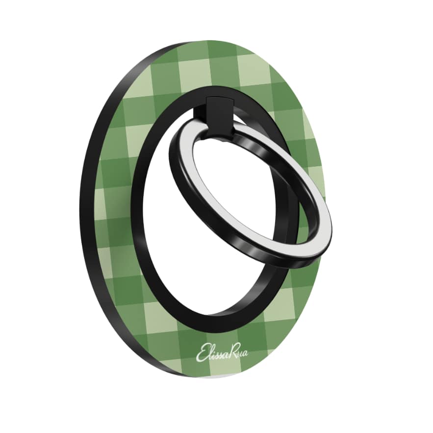 Green Gingham – Magnetic Ring Holder
