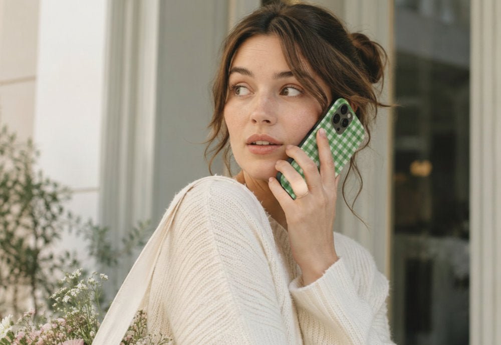 Green Gingham – Tough Phone Case | Classic Check Pattern