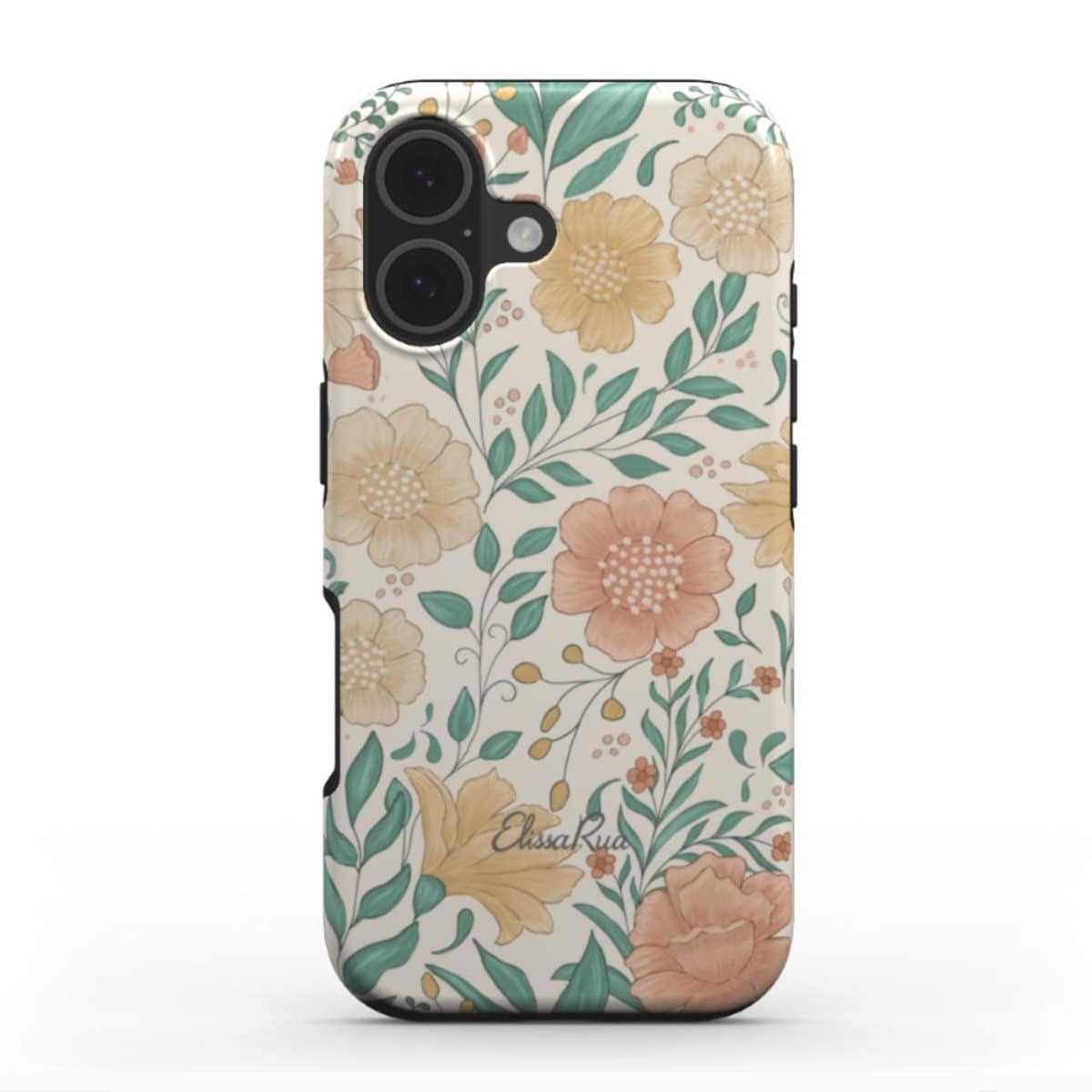 Hand-Drawn Wildflowers Phone Case – Aesthetic Floral Cover – front view of tough phone case