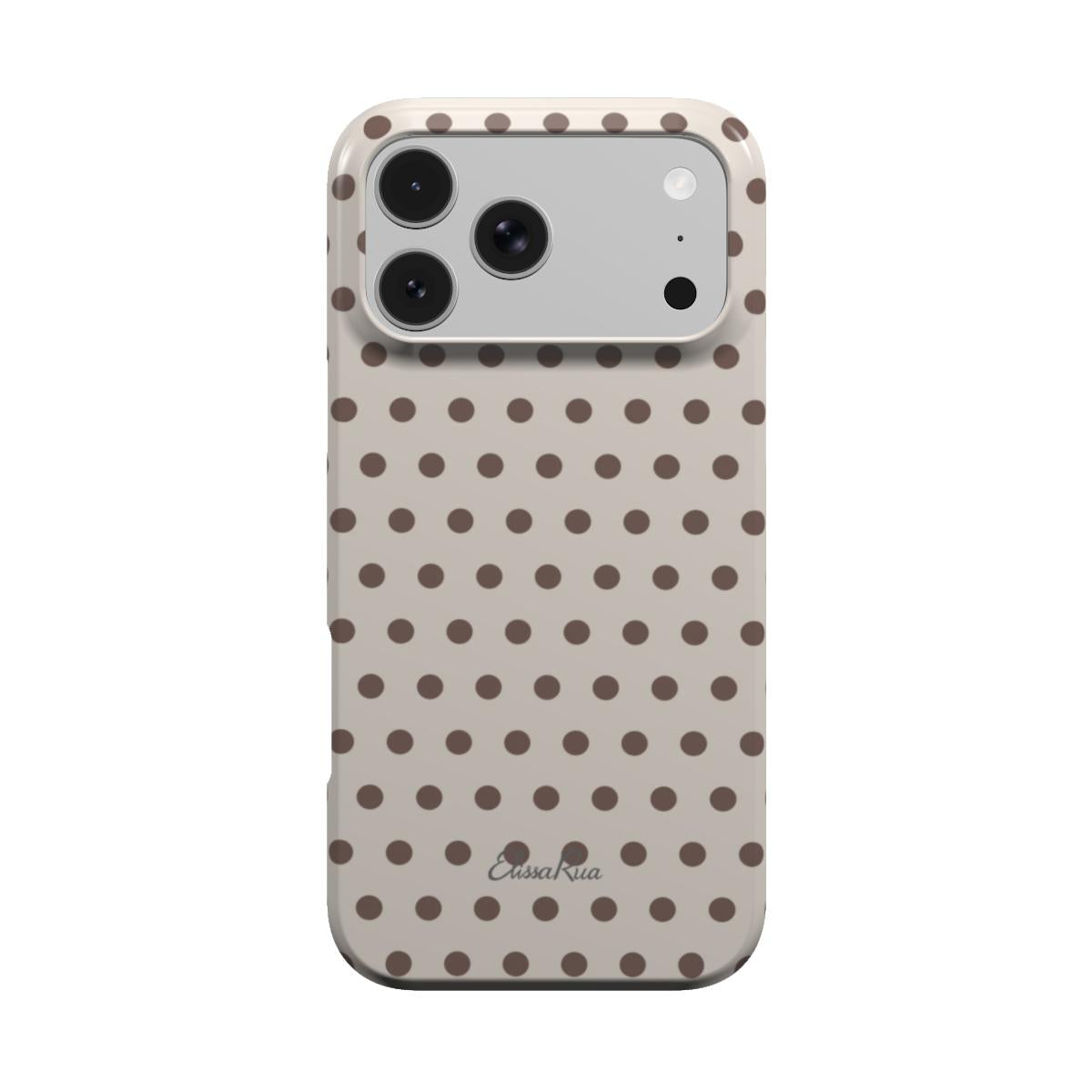 ivory cream and brown polka dots tough phone case