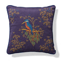 Artistic kingfisher velvet cushion cover, luxury statement cushion, size 45x45cm