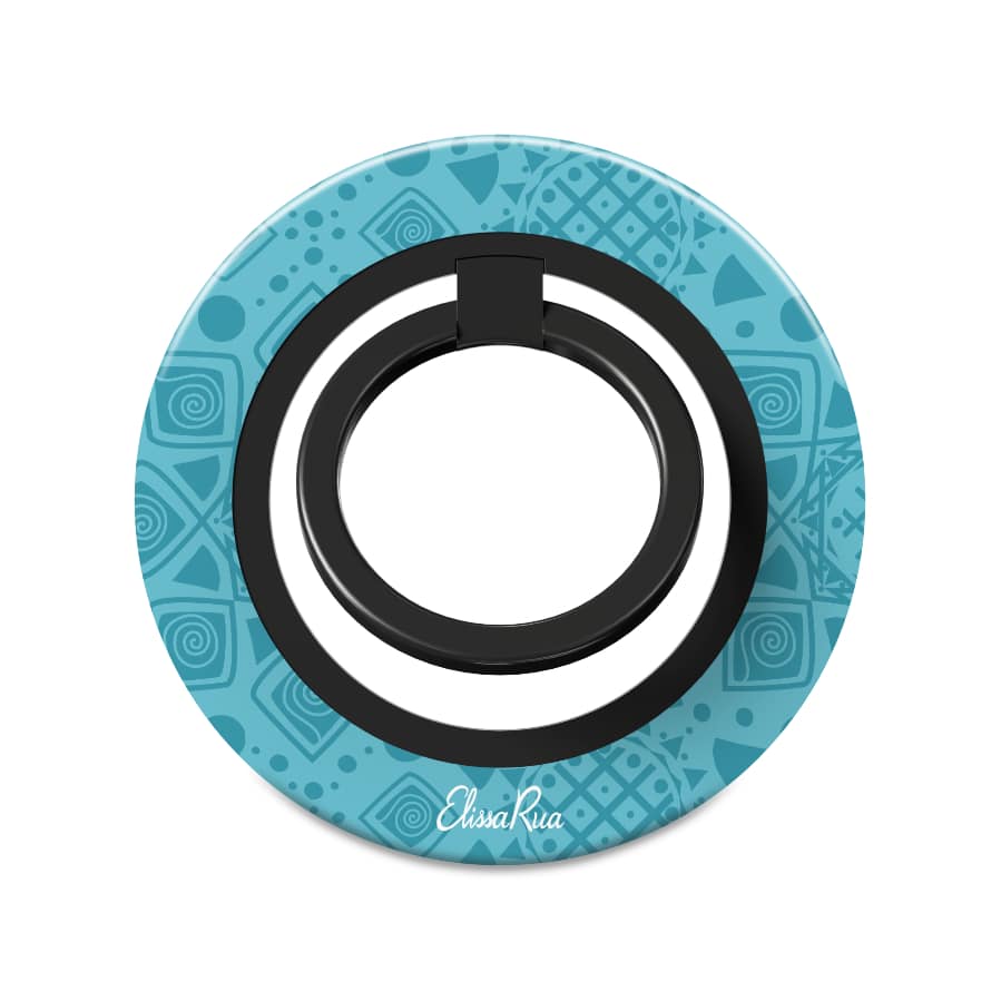 Cyan Mandala Geometric – Magnetic Ring Holder