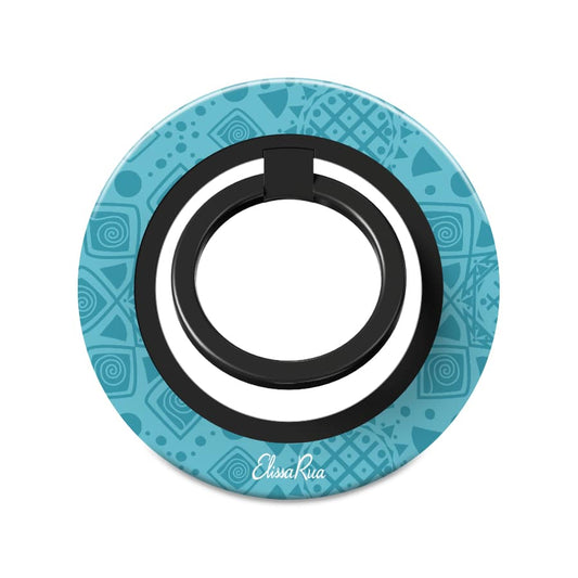 Cyan Mandala Geometric – Magnetic Ring Holder