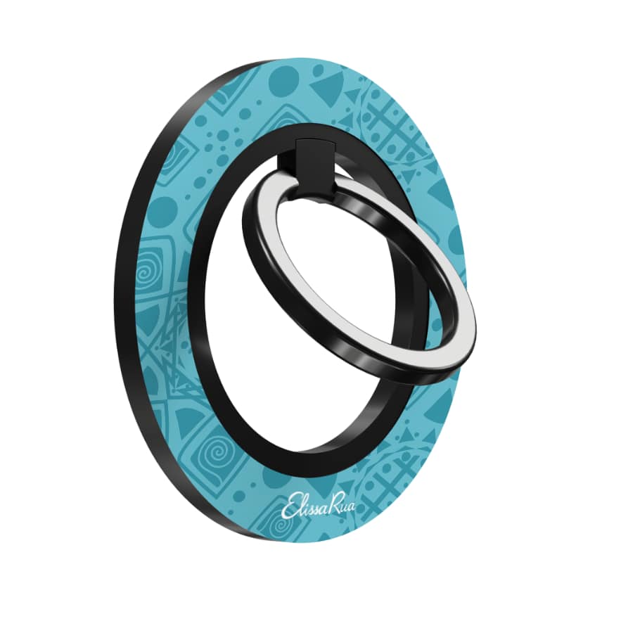 Cyan Mandala Geometric – Magnetic Ring Holder