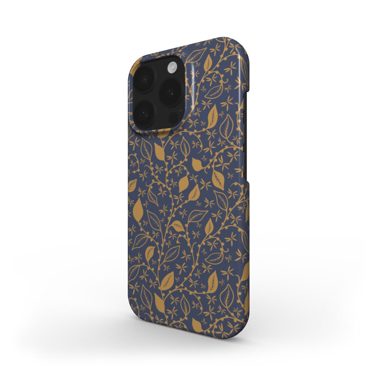 Midnight Foliage Snap Phone Case – side profile showing slim fit and glossy detail