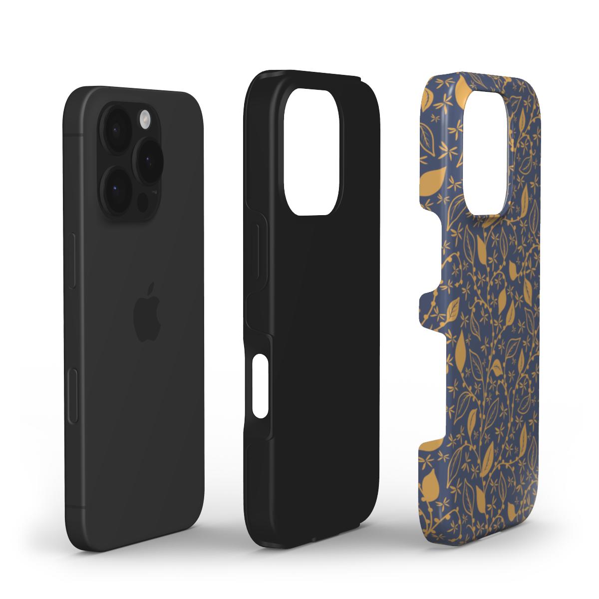 Midnight Foliage Tough Phone Case – inner and outer layers shown for protective structure