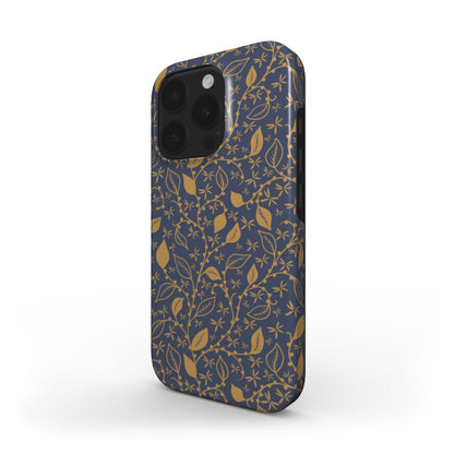 Midnight Foliage Tough Phone Case – side angle showing slim profile and glossy finish