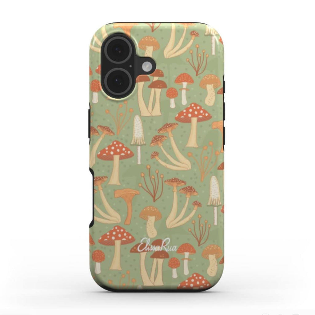 Mushroom Phone Case Design – Whimsical Mushroom Tough Cover – front view of tough phone case