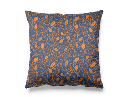 Navy and copper floral velvet cushion cover, luxury statement cushion, size 45x45cm