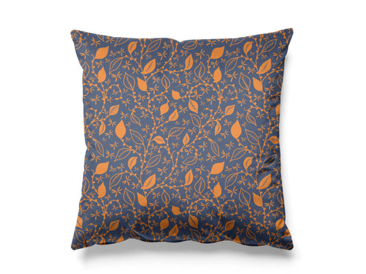 Navy and copper floral velvet cushion cover, luxury statement cushion, size 45x45cm