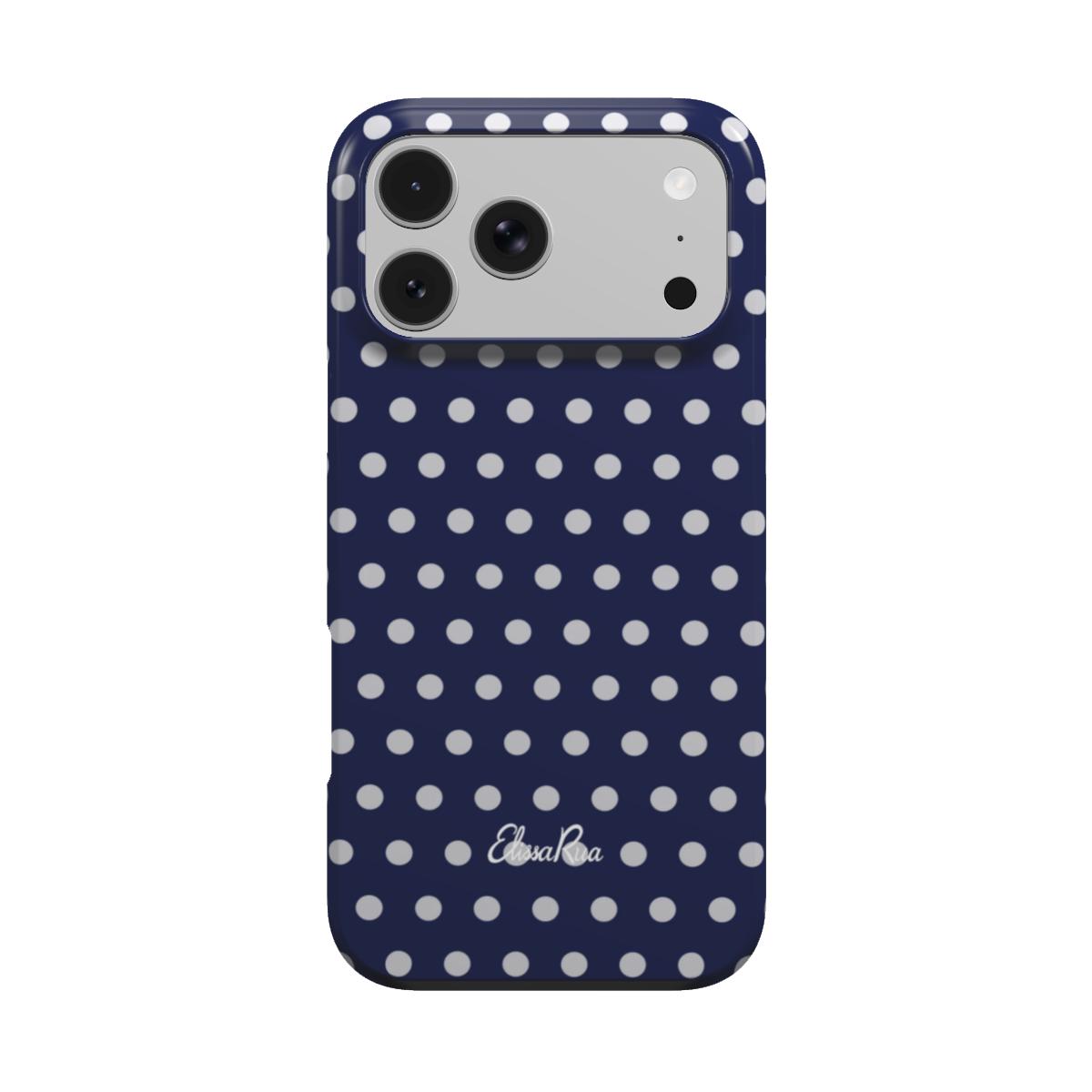 Navy Polka Dot – MagSafe Tough Phone Case | Elissa Rua
