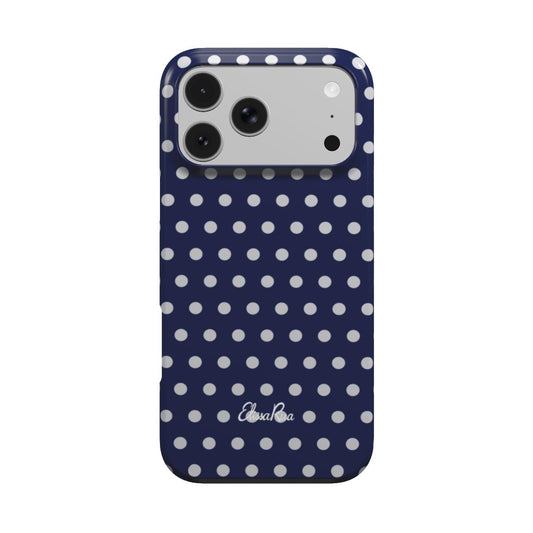 Navy Polka Dot – MagSafe Tough Phone Case | Elissa Rua