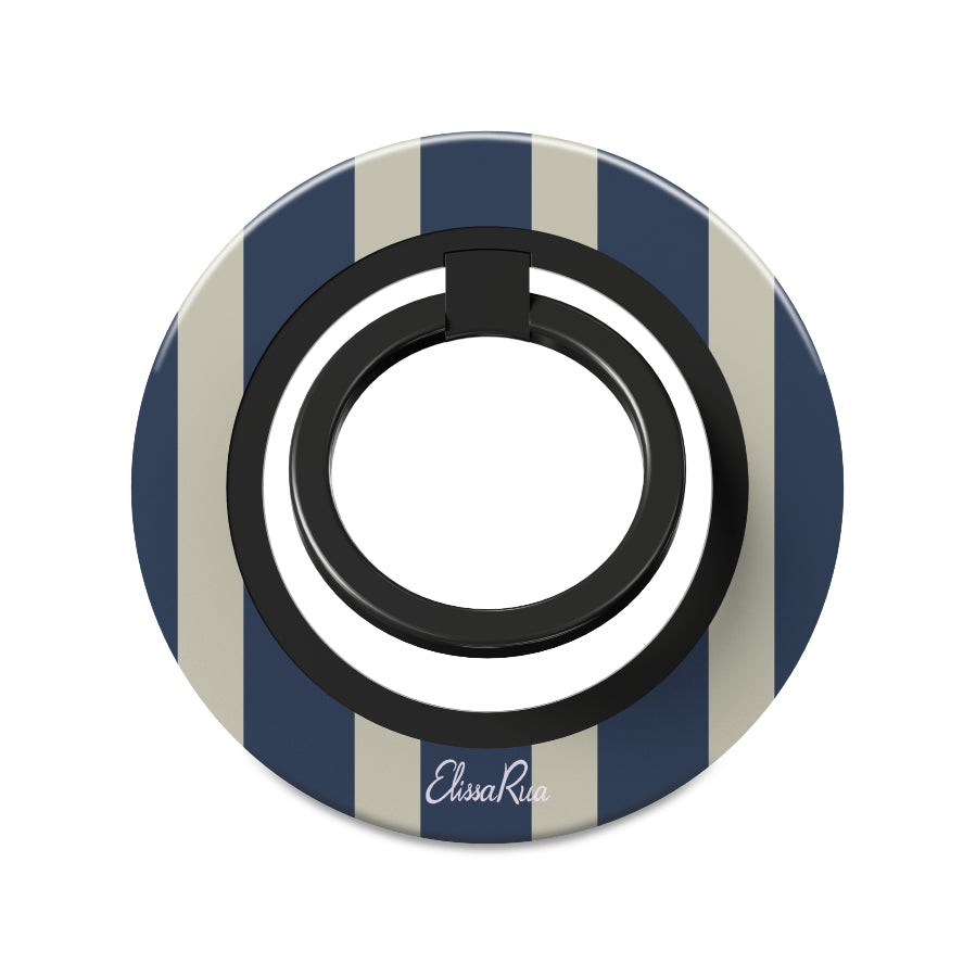 Navy and Cream Stripe - Magnetic Ring Holder