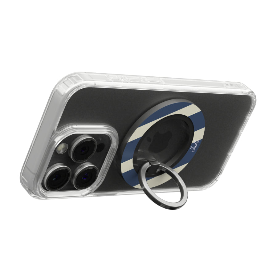 Navy and Cream Stripe - Magnetic Ring Holder