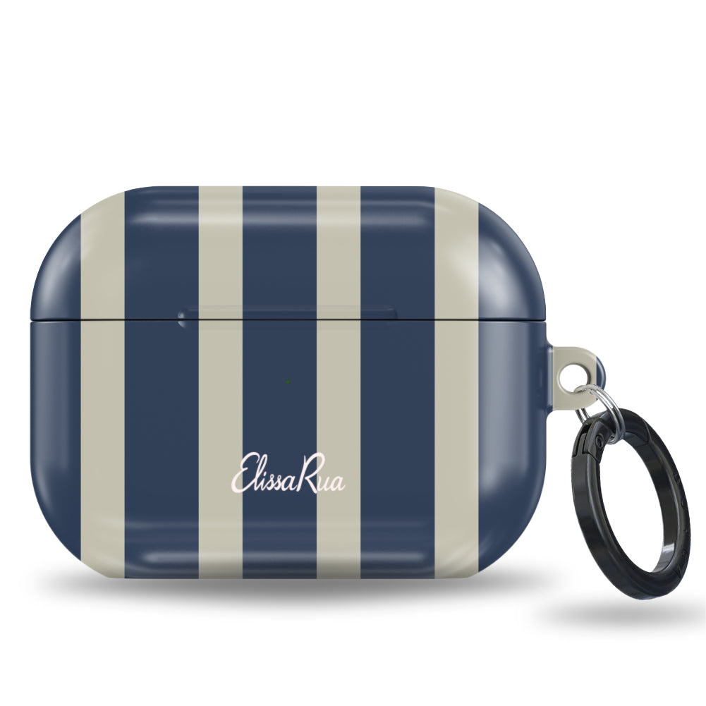 Navy and Cream Stripe - Apple AirPods Tough Case