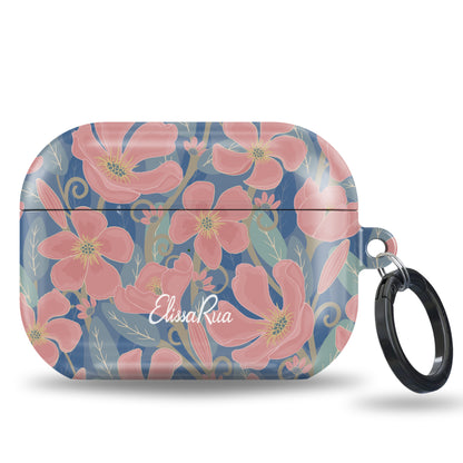 Oleander Floral – Apple AirPod Case – Pink Blossoms on Vibrant Blue