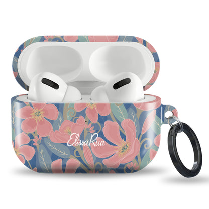 Oleander Floral – Apple AirPod Case – Pink Blossoms on Vibrant Blue