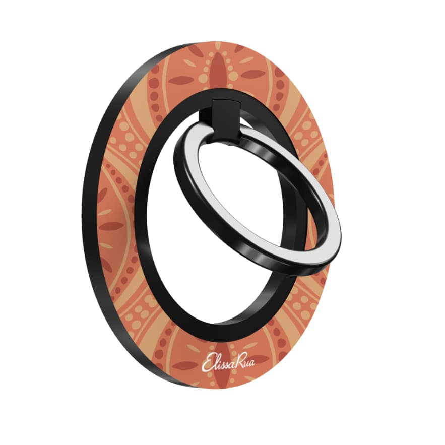 Boho Orange Geometric Pattern – Magnetic Ring Holder