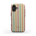 Pastel stripe phone case with vertical stripes in green, peach and pink