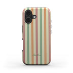 Pastel stripe phone case with vertical stripes in green, peach and pink