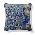 Peacock artwork designer velvet cushion cover, luxury statement cushion, size 45x45cm