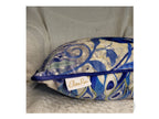 Side view of designer peacock artwork velvet cushion cover