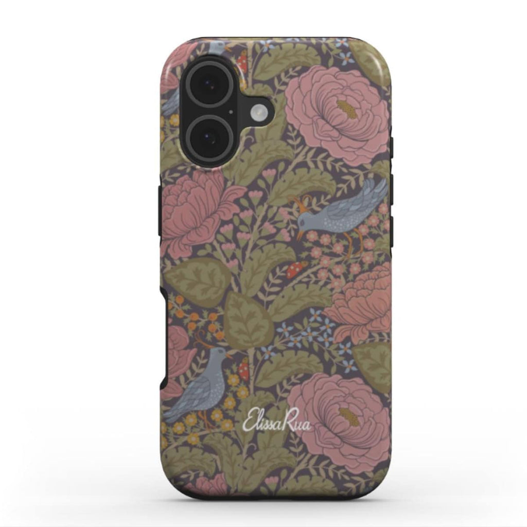 Peony & Bird Floral Tough Phone Case for iPhone and Samsung