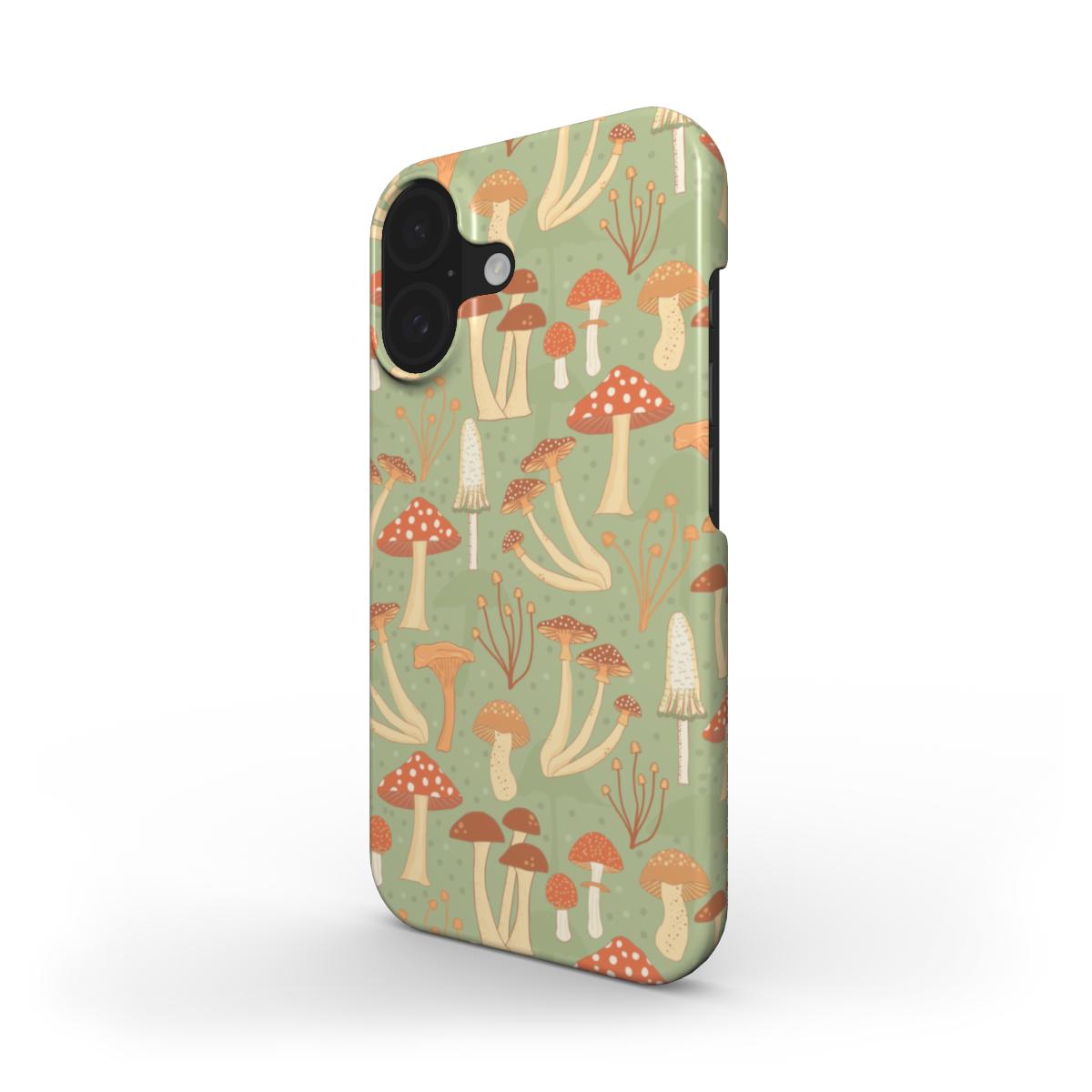 Side profile of the Fabulous Funghi Snap phone case, showing the slim fit and wraparound mushroom design.