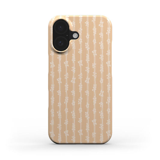 Front view of the Vintage Stripe Snap phone case, featuring a minimal vertical stripe pattern in soft beige and off-white tones.