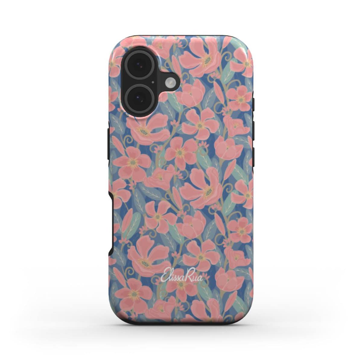 Pink & Blue Oleander Floral Tough Phone Case for iPhone and Samsung