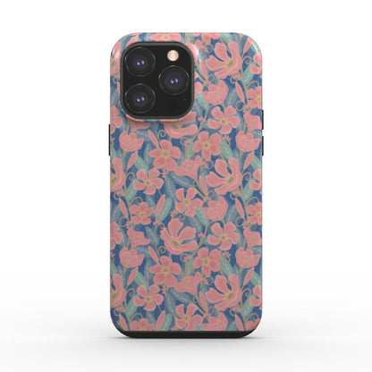 Pink & Blue Oleander Floral Tough Phone Case for iPhone and Samsung