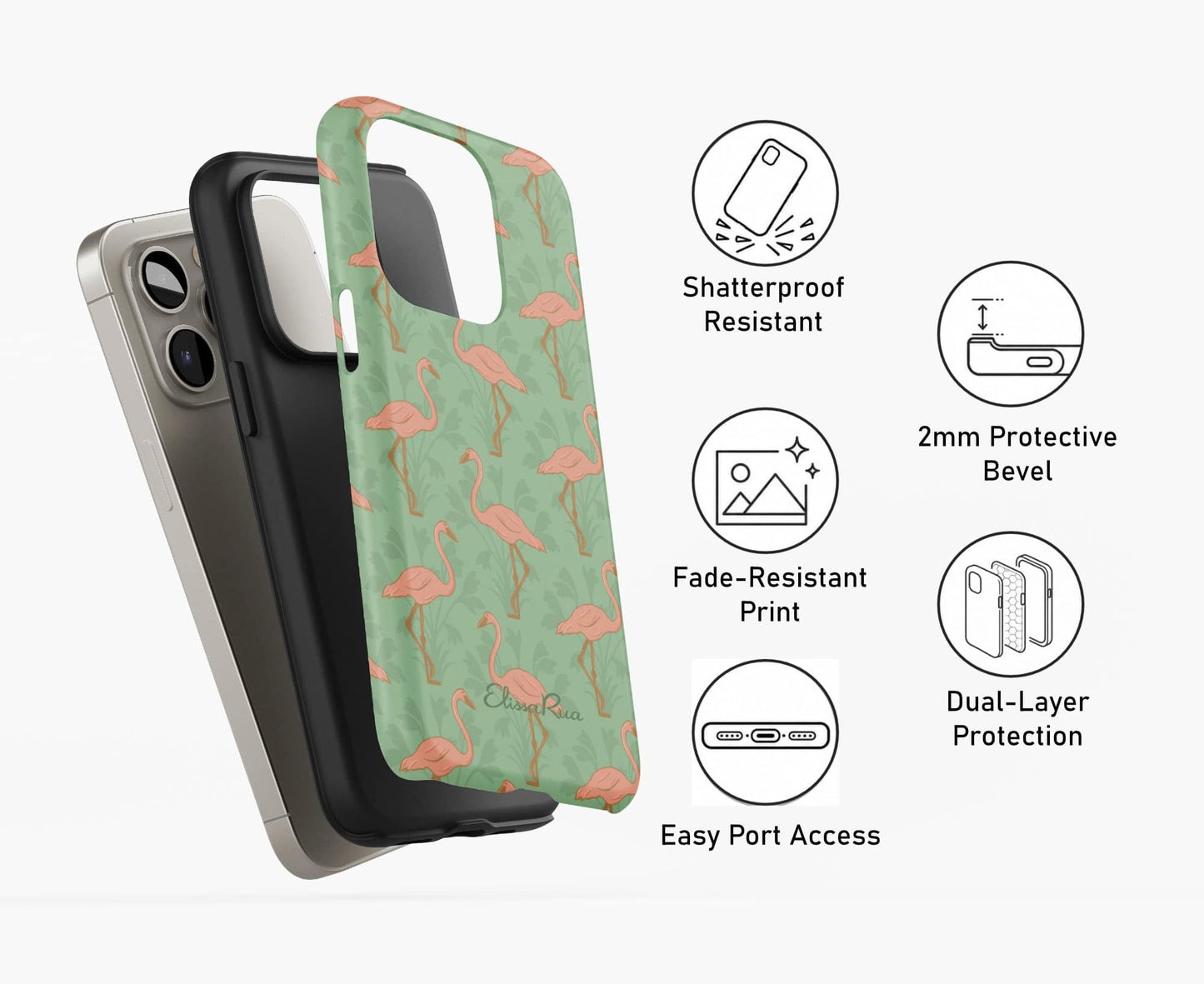 Pink Flamingo Abstract – Tough Phone Case | Elissa Rua