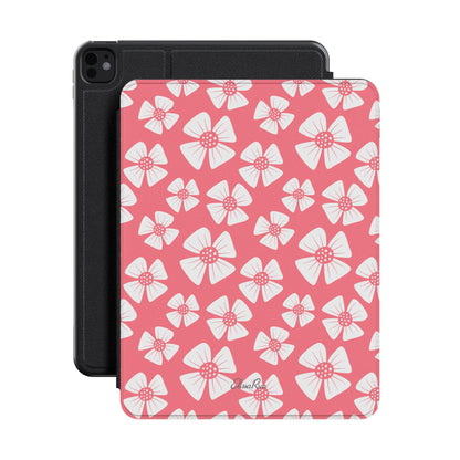 Pink Petal design on a vegan saffiano ipad cover