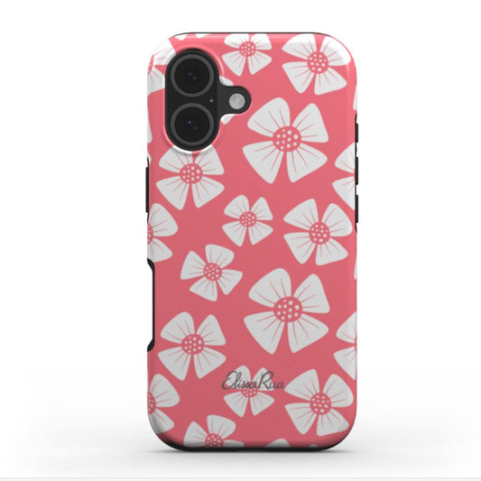 Pink Petal tough phone case with bold floral pattern – front view