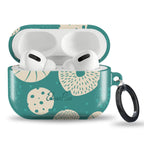 Spotty mushroom tough AirPods case with teal botanical pattern