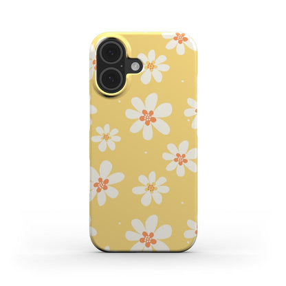 Sunny Daisy snap phone case with yellow floral pattern – front view
