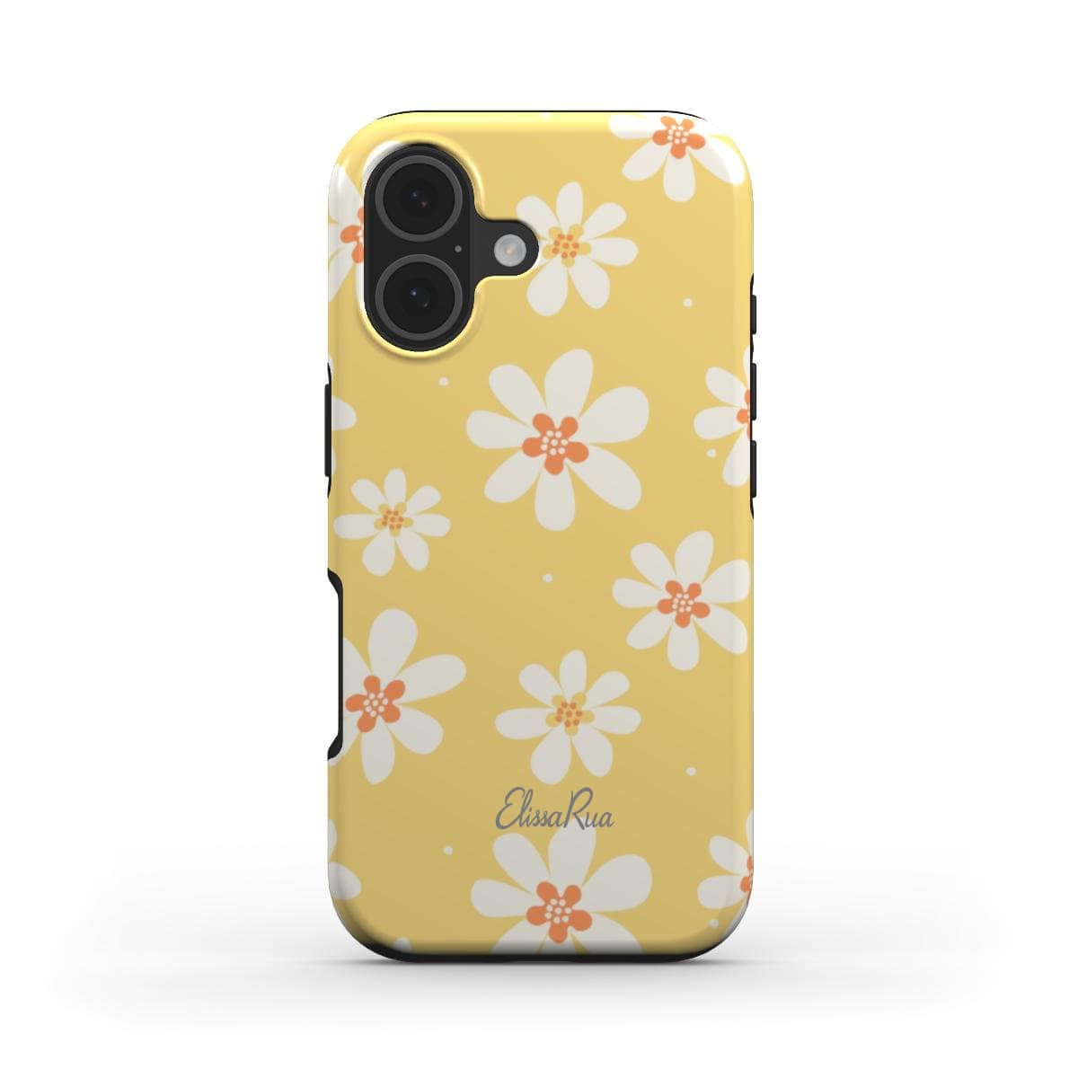 Sunny Daisy snap phone case with yellow floral pattern – front view
