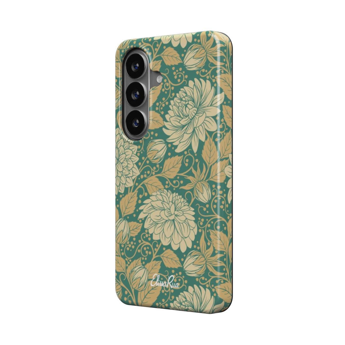 Vintage Dahlia Floral magnetic tough phone case – front view