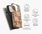 Vintage Rose tough phone case shown in three layers, including inner TPU shell and outer printed hard shell for enhanced protection.