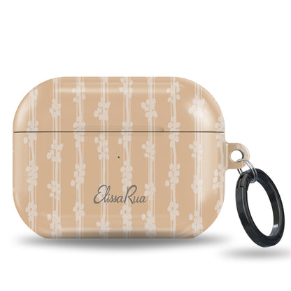 Neutral toned AirPods case with vintage inspired stripe pattern