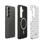 White Polka Dots magnetic tough phone case – protective layers