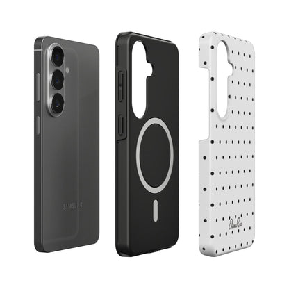 White Polka Dots magnetic tough phone case – protective layers